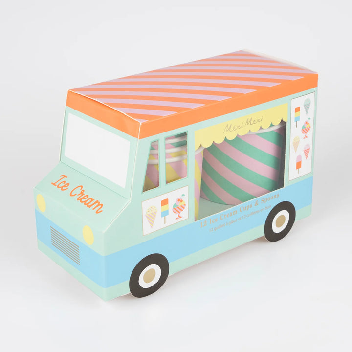 MERI MERI ICE CREAM CUPS &amp; SPOONS 12PC