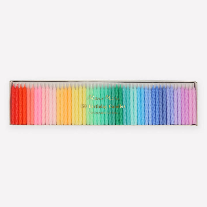 MERI MERI RAINBOW TWISTED MINI CANDLES 50PC