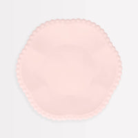 MERI MERI PINK DOT EDGED FLOWER COMPOSTABLE SIDE PLATES: 8PC