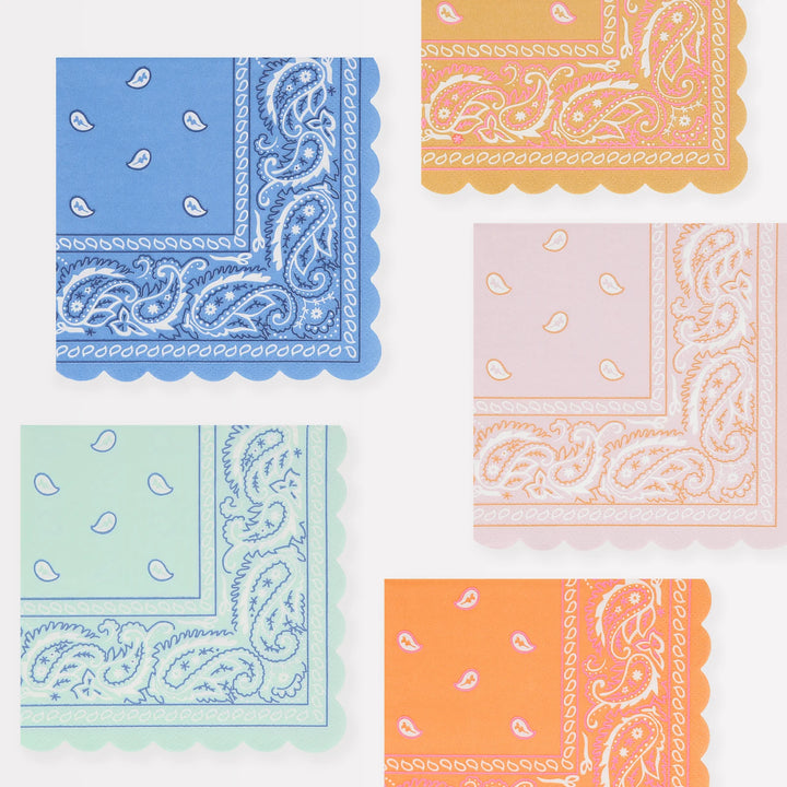 MERI MERI WESTERN BANDANA SMALL NAPKINS 16PK