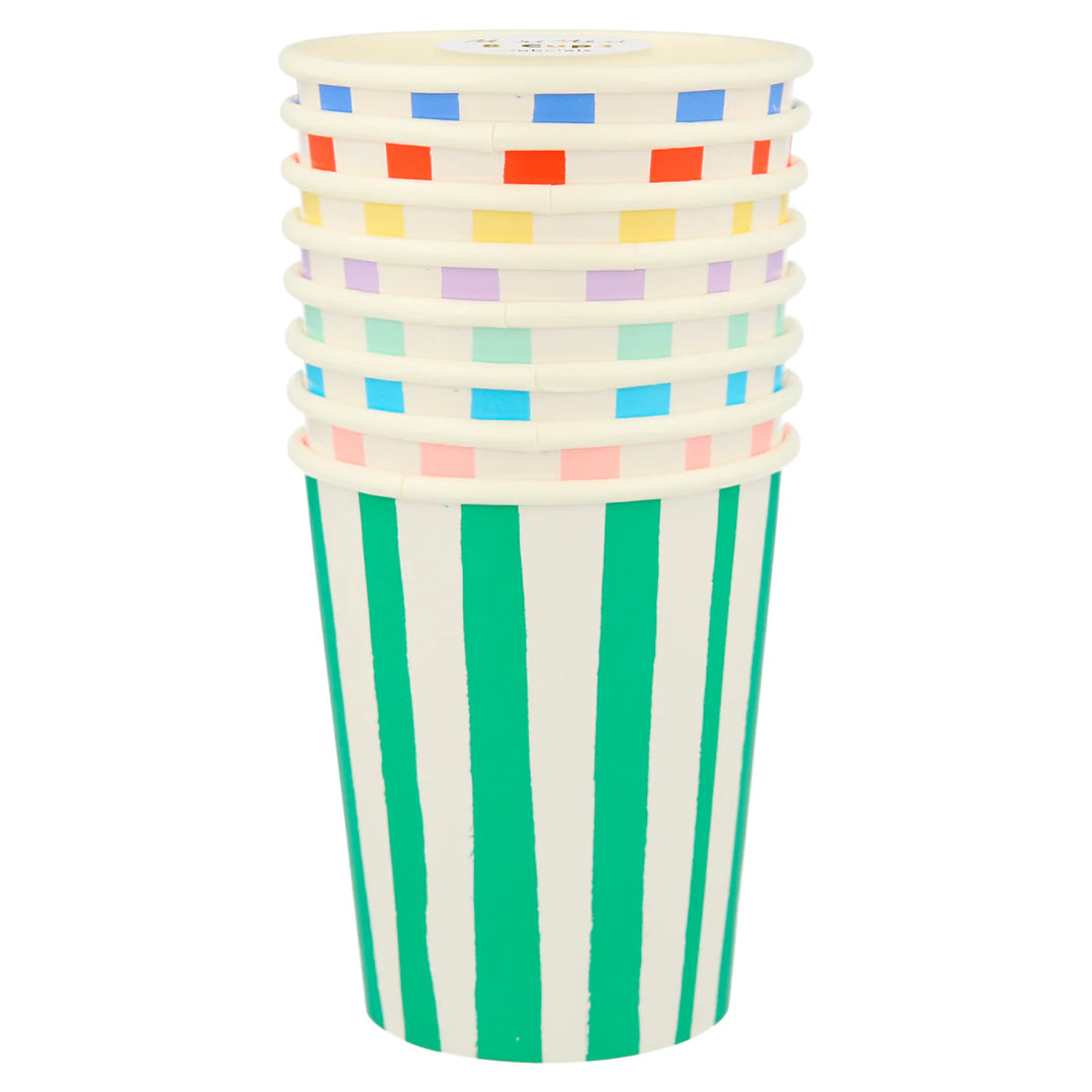 MERI MERI MIXED STRIPE CUPS 8PC