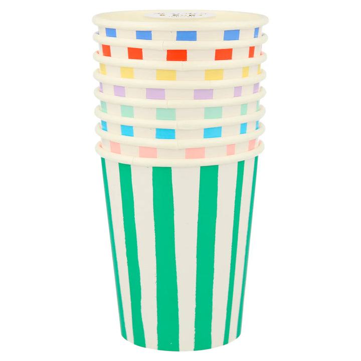 MERI MERI MIXED STRIPE CUPS 8PC