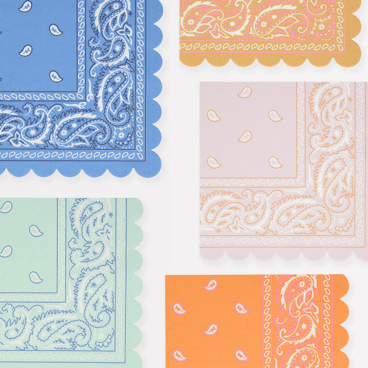 MERI MERI WESTERN BANDANA LARGE NAPKINS 16PC