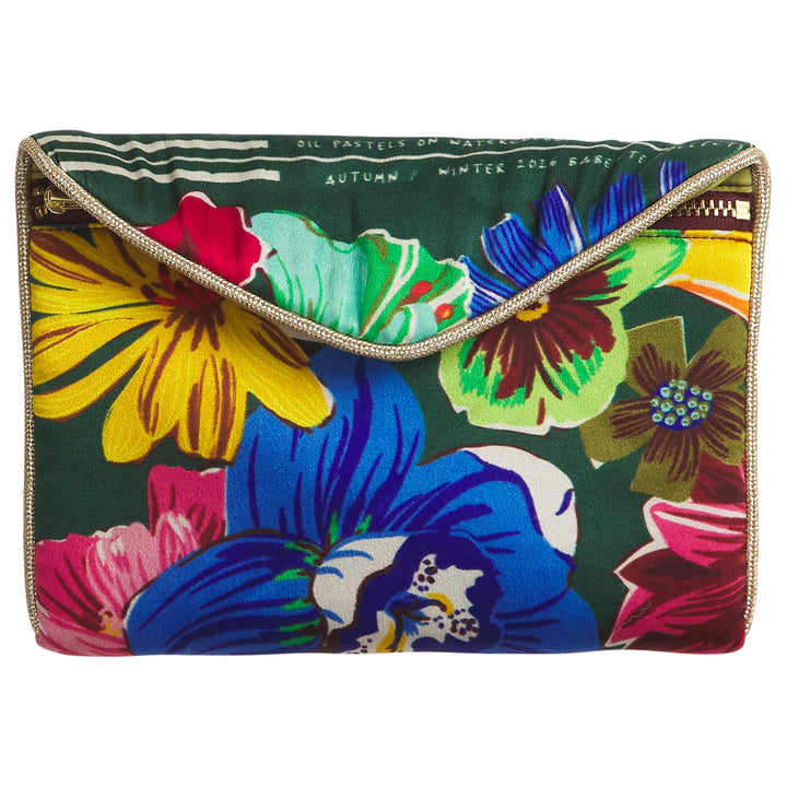 SAGE &amp; CLARE INES SILK POUCH: VERDANT