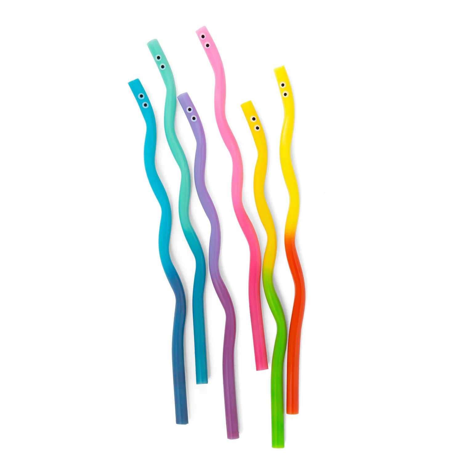 KIKKERLAND WIGGLY WORM COLOUR CHANGING STRAWS 6PC