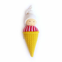 NANCHEN NATUR RATTLE DOLL: ICECREAM / VANILLA STRIPE