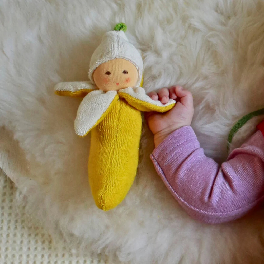 Nanchen Natur Rattle Doll Banana - organic baby rattle toy