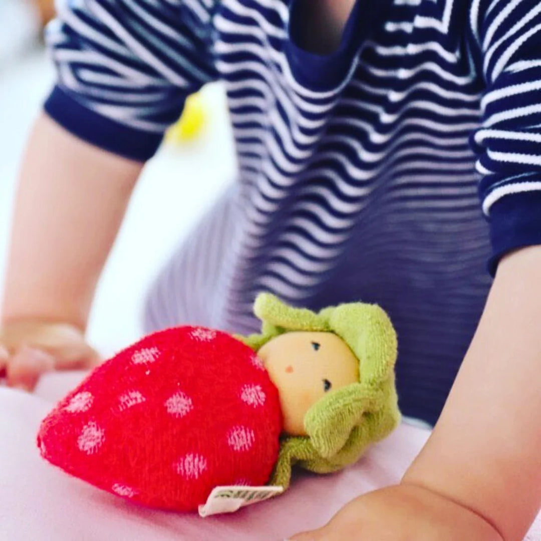 Nanchen Natur Rattle Doll Strawberry - organic baby rattle toy