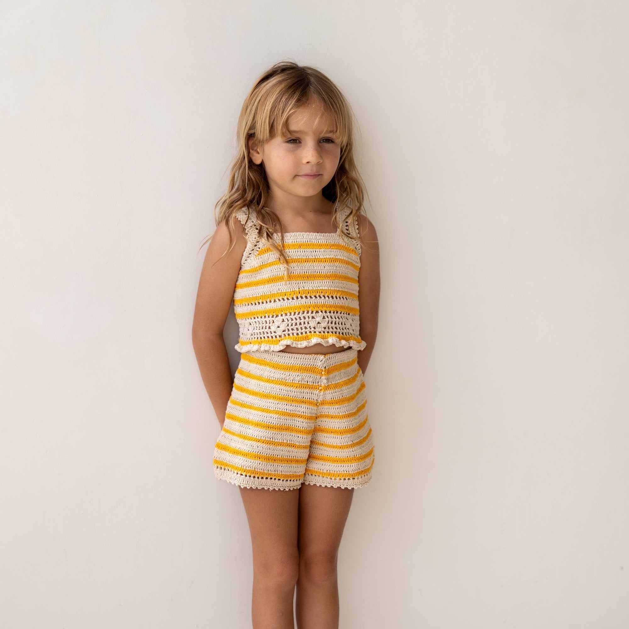 ILLOURA CROCHET SHORTS: MANGO STRIPE