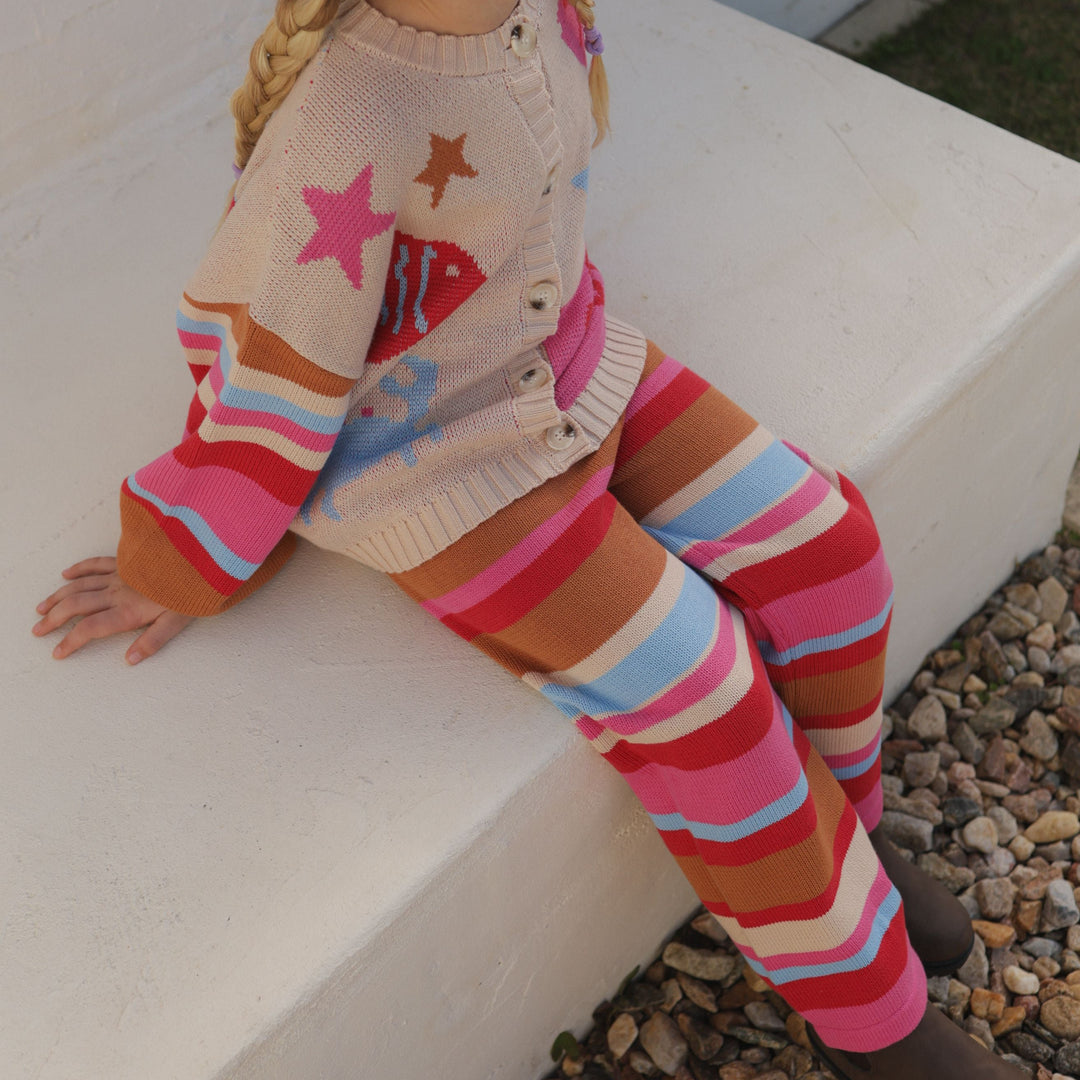 SMALL SWIM CLUB CORAL STRIPE PANTS