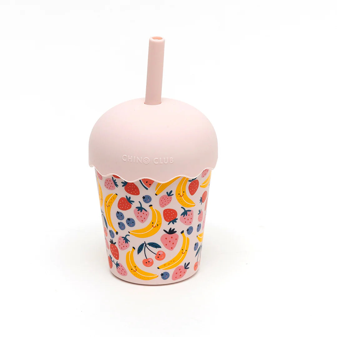 CHINO CLUB MINI SMOOTHIE CUP &amp; STRAW: FRUITS PINK