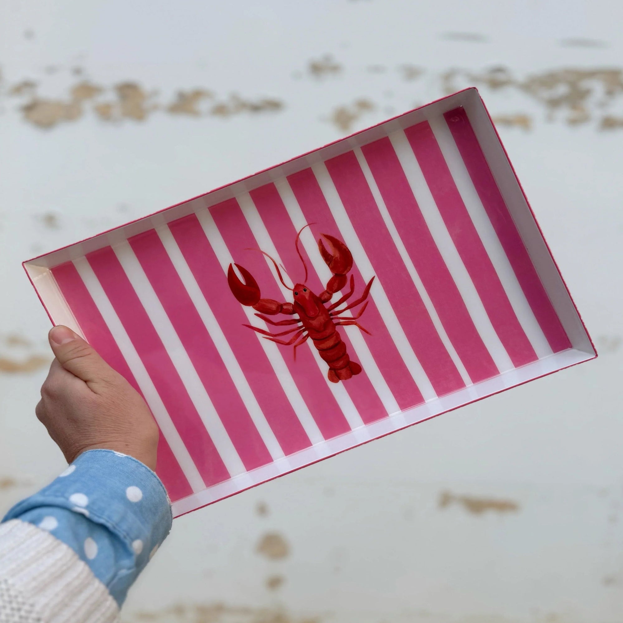PINK STRIPE LOBSTER TRAY