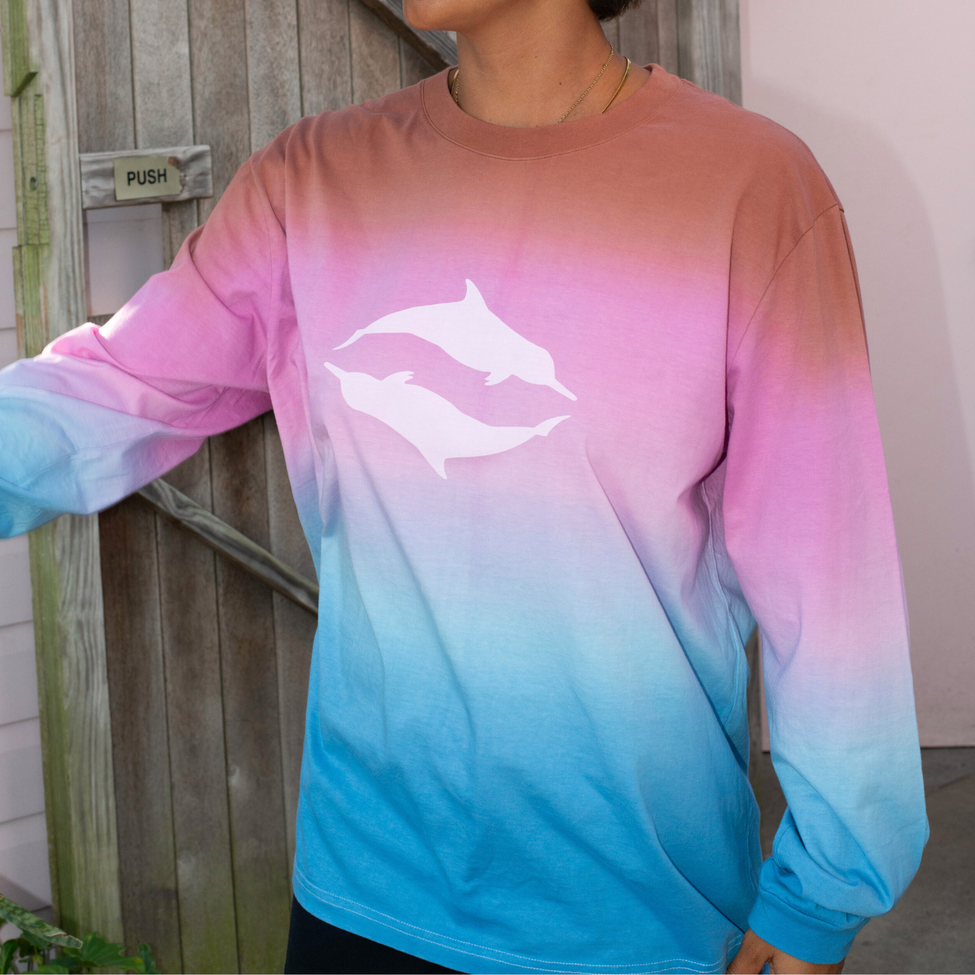 PATCHS STUDIO PINK DOLPHIN LONG SLEEVE TEE