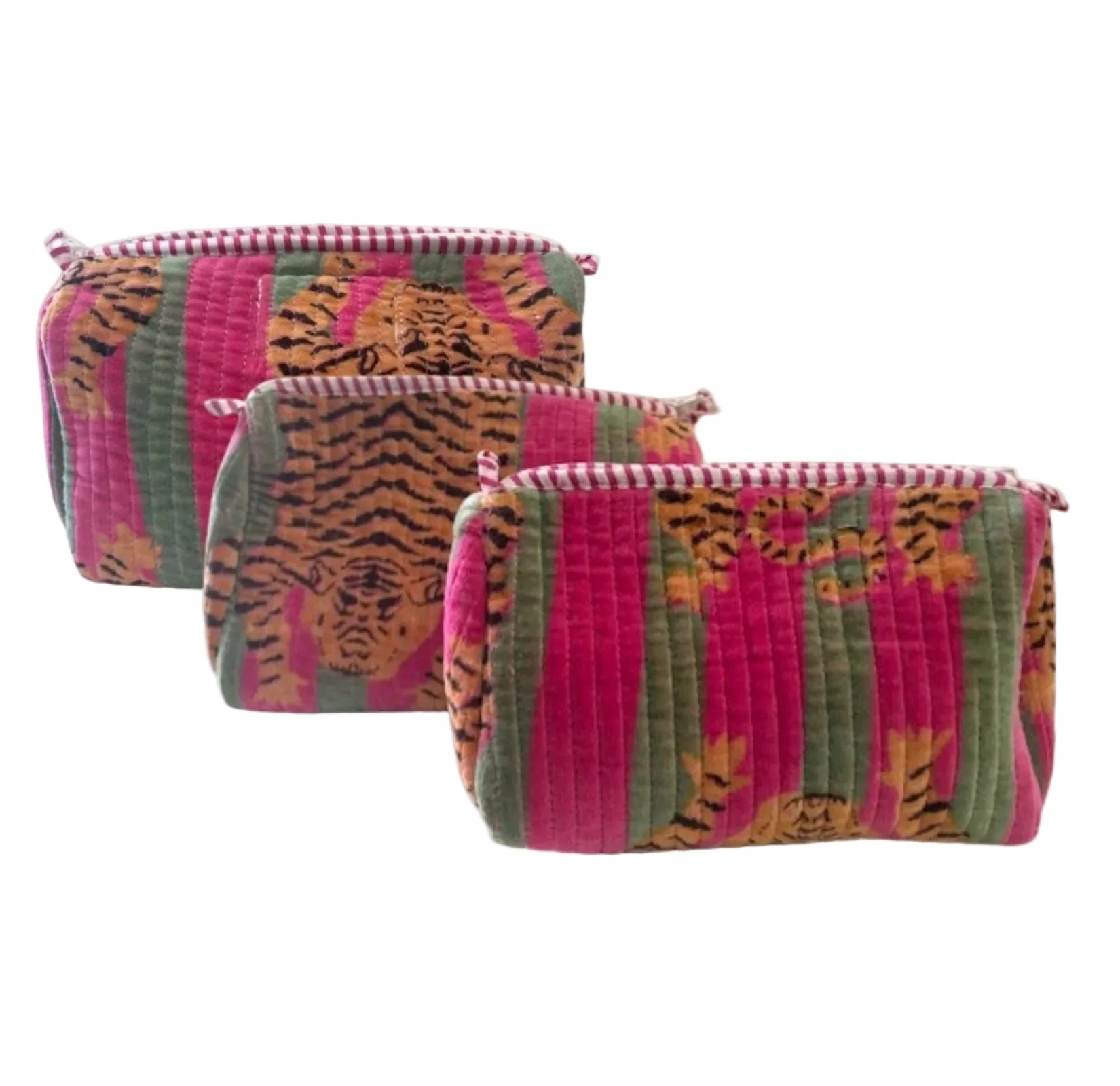PARISIAN COOL VELVET POUCH 3PC: PINK TIGER