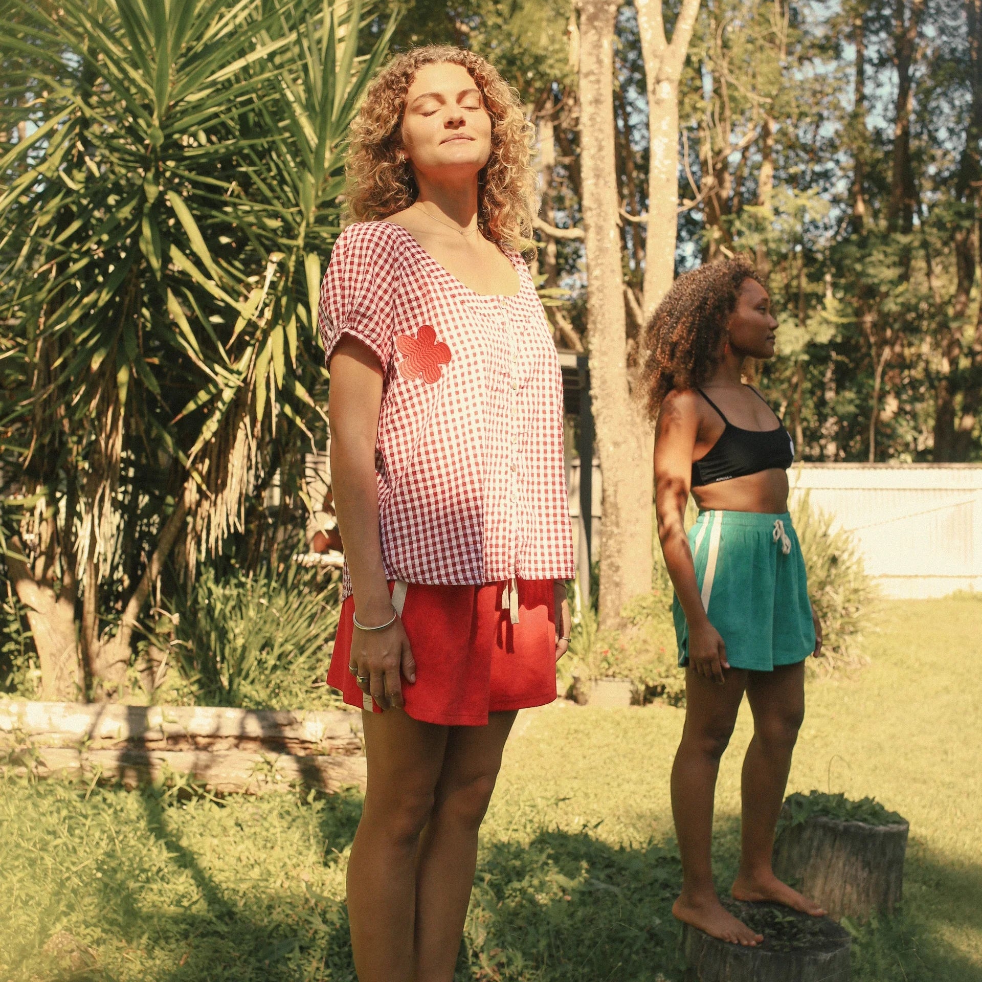 ATMOSEA POSY BLOUSE: RED GINGHAM