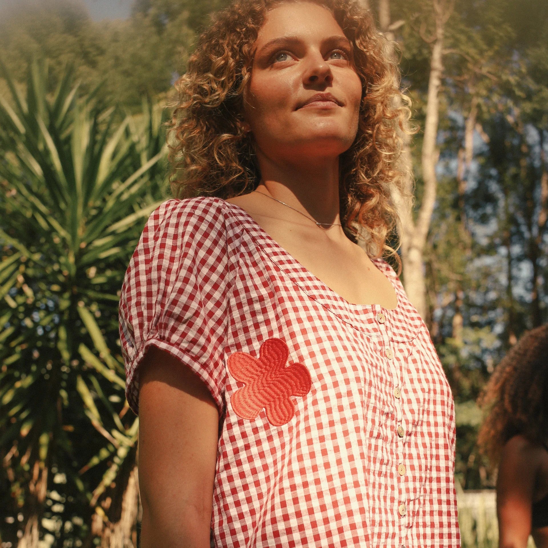 ATMOSEA POSY BLOUSE: RED GINGHAM