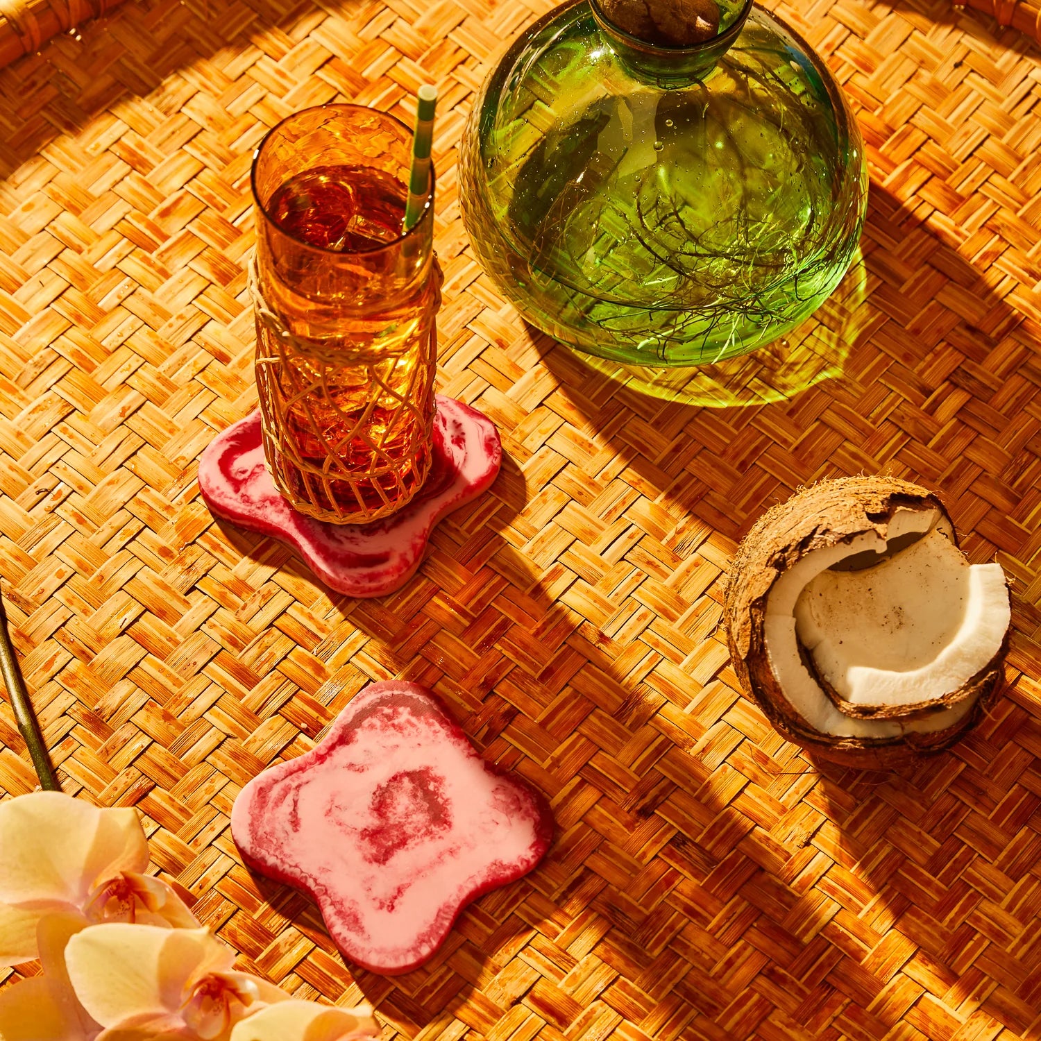 SAGE & CLARE MALORIE COASTER 2PC SET: CRIMSON