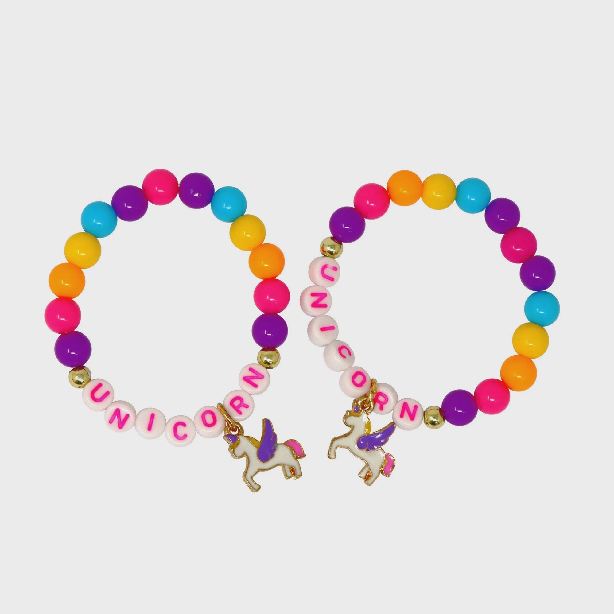 BFF UNICORN RAINBOW PEARL BRACELET SET