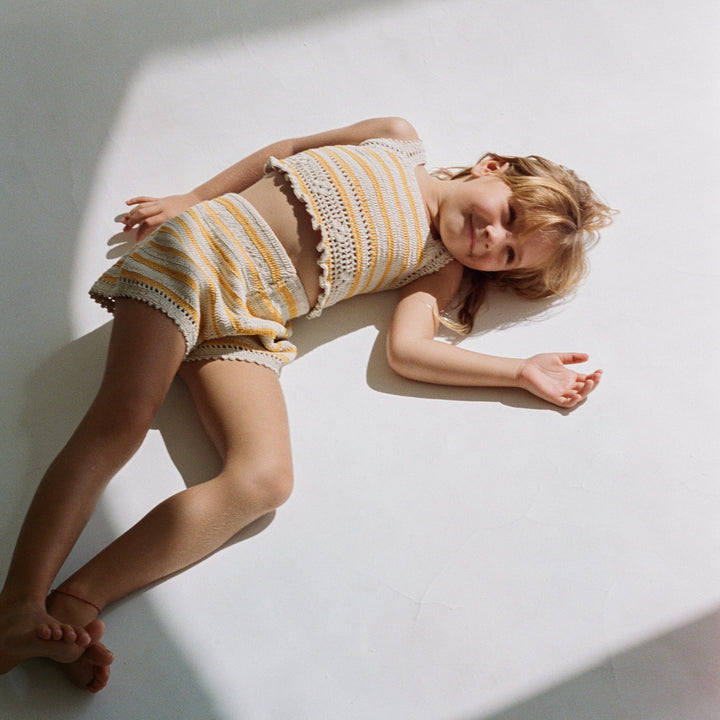 ILLOURA CROCHET SHORTS: MANGO STRIPE
