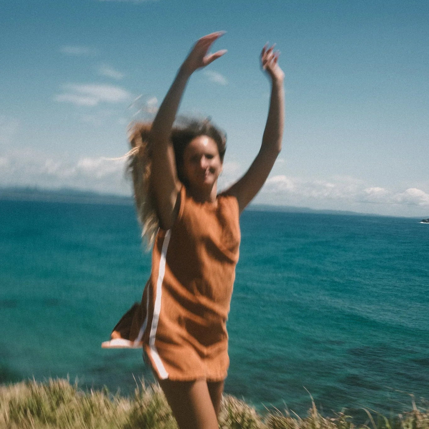 ATMOSEA SPORTY TERRY DRESS: RUST