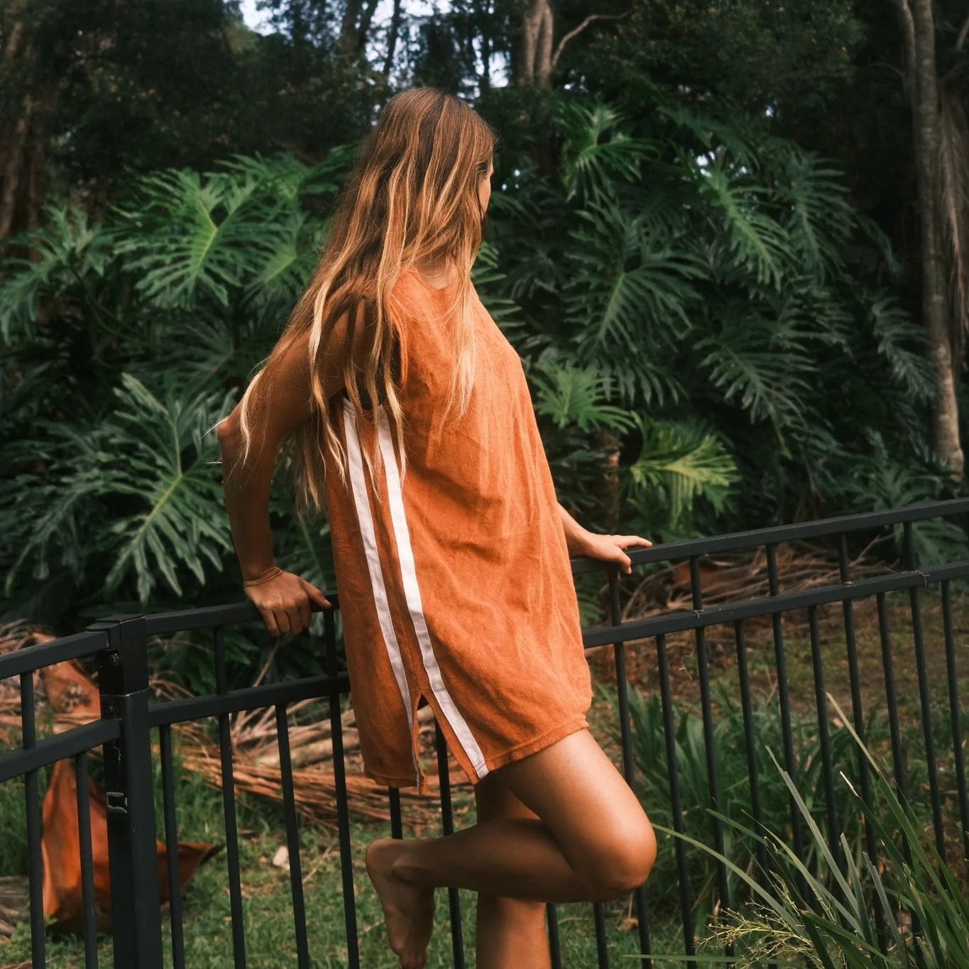 ATMOSEA SPORTY TERRY DRESS: RUST