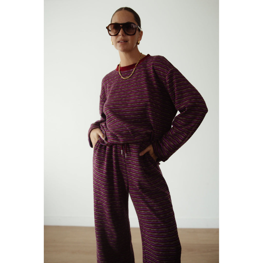 ALAKAI CASPIA L/S CREW NECK KNIT TOP: PLUM