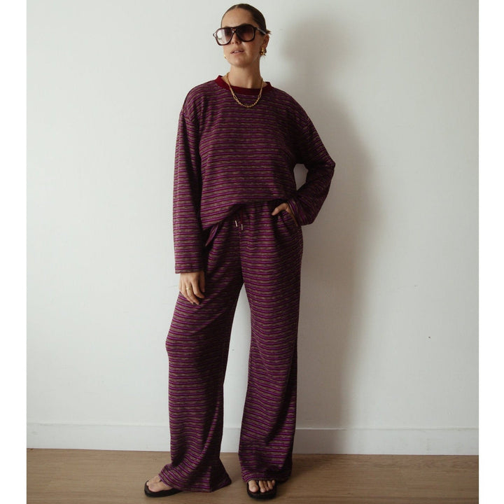 ALAKAI CASPIA WIDE LEG KNIT PANT: PLUM