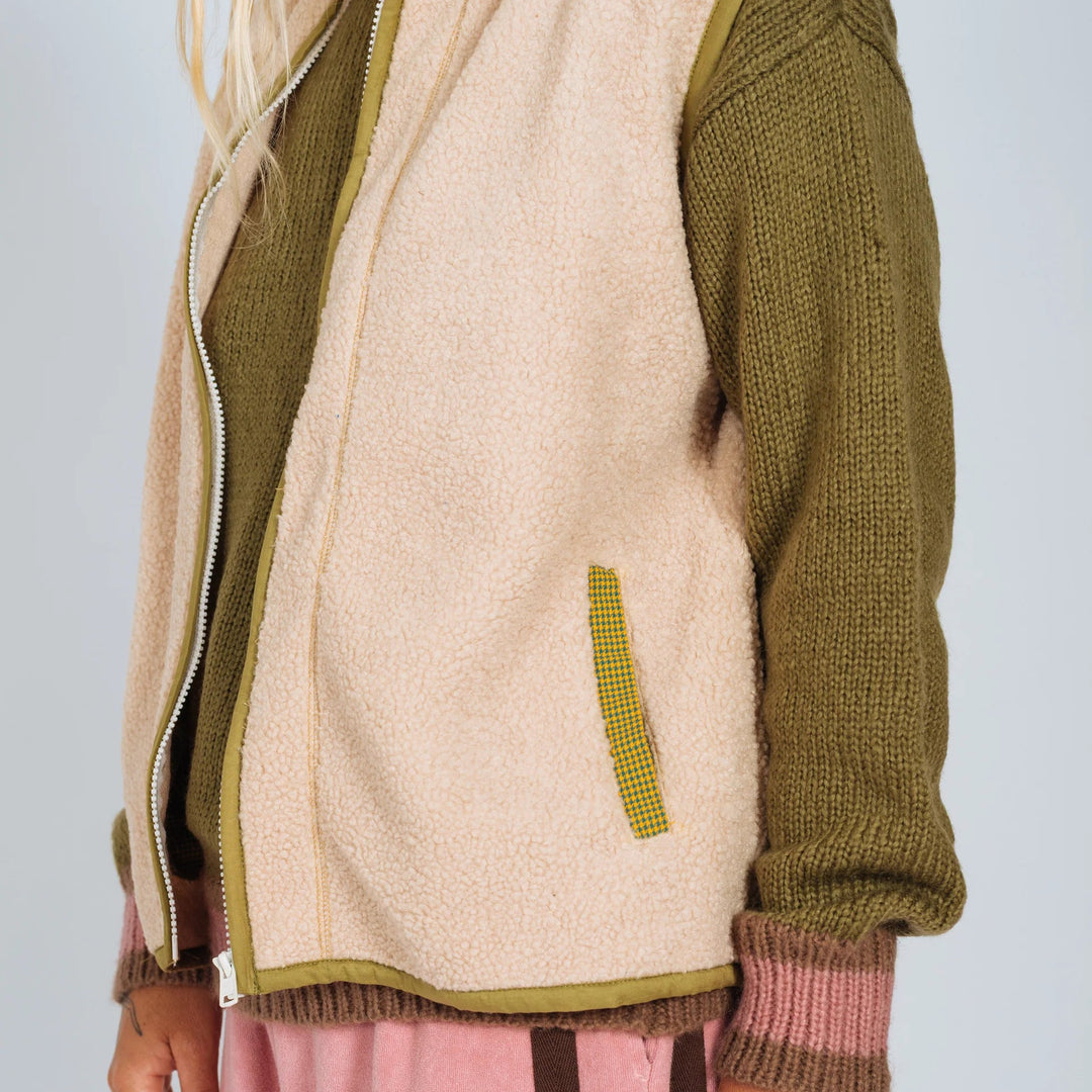 ATMOSEA SURF COACH FRONT ZIP VEST: CREAM/ HOUNDS TOOTH