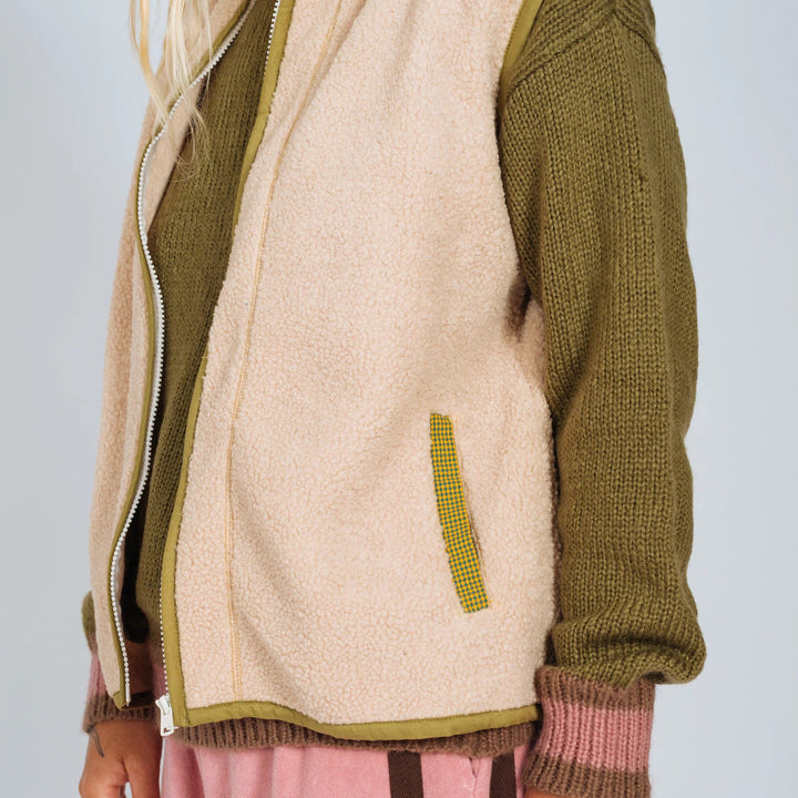 ATMOSEA SURF COACH FRONT ZIP VEST: CREAM/ HOUNDS TOOTH