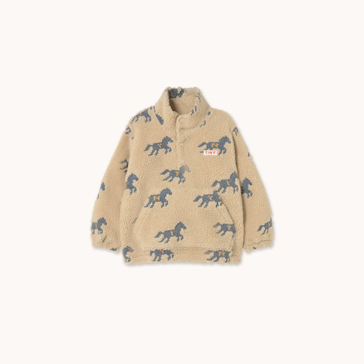 TINY COTTONS HORSES SHERPA SWEATSHIRT: VANILLA