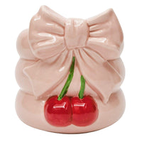 CHERRY BOW PLANTER PINK & RED: 16CM