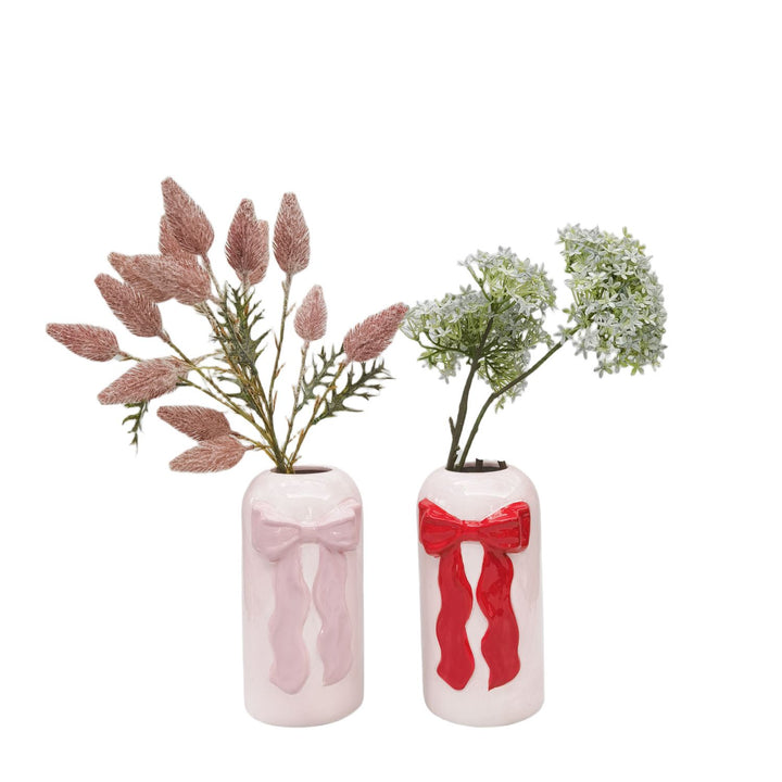 TALL BOW VASE: RED &amp; PINK