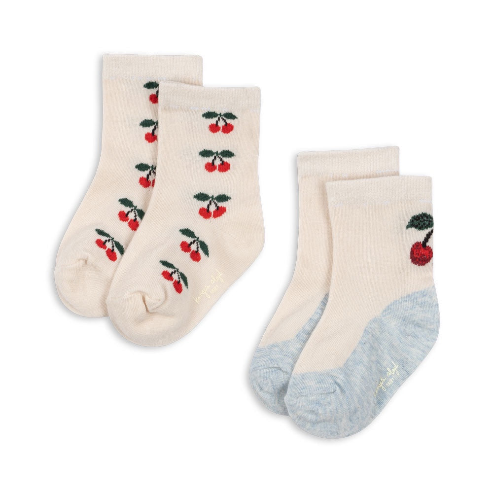 KONGES SLOJD JACQUARD CHERRY SOCKS 2PC: CHERRY MIX