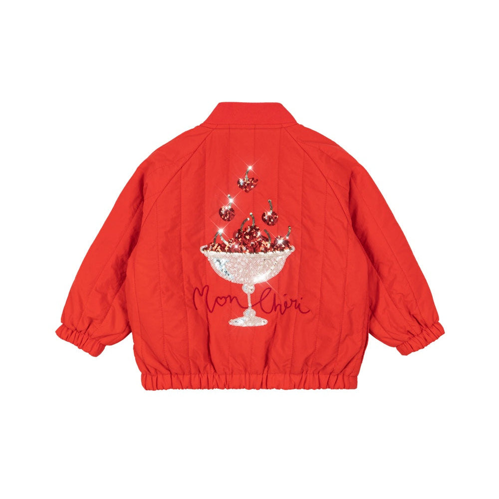 KONGES SLOJD JUNO SEQUIN BOMBER JACKET: FIERY RED