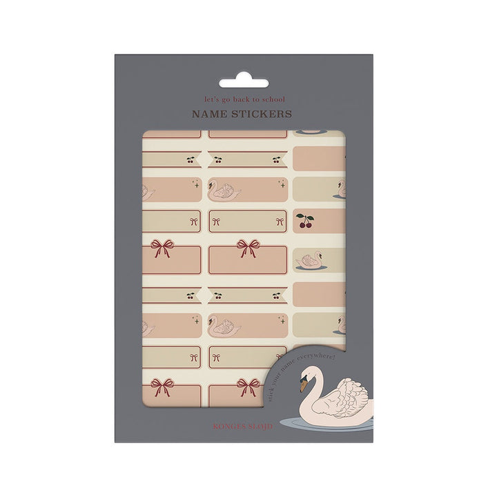 Konges Sløjd Name Stickers 60pc Swan - kids name labels