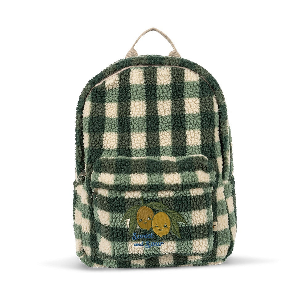 KONGES SLOJD JODY TEDDY BACKPACK: GREEN CHECK