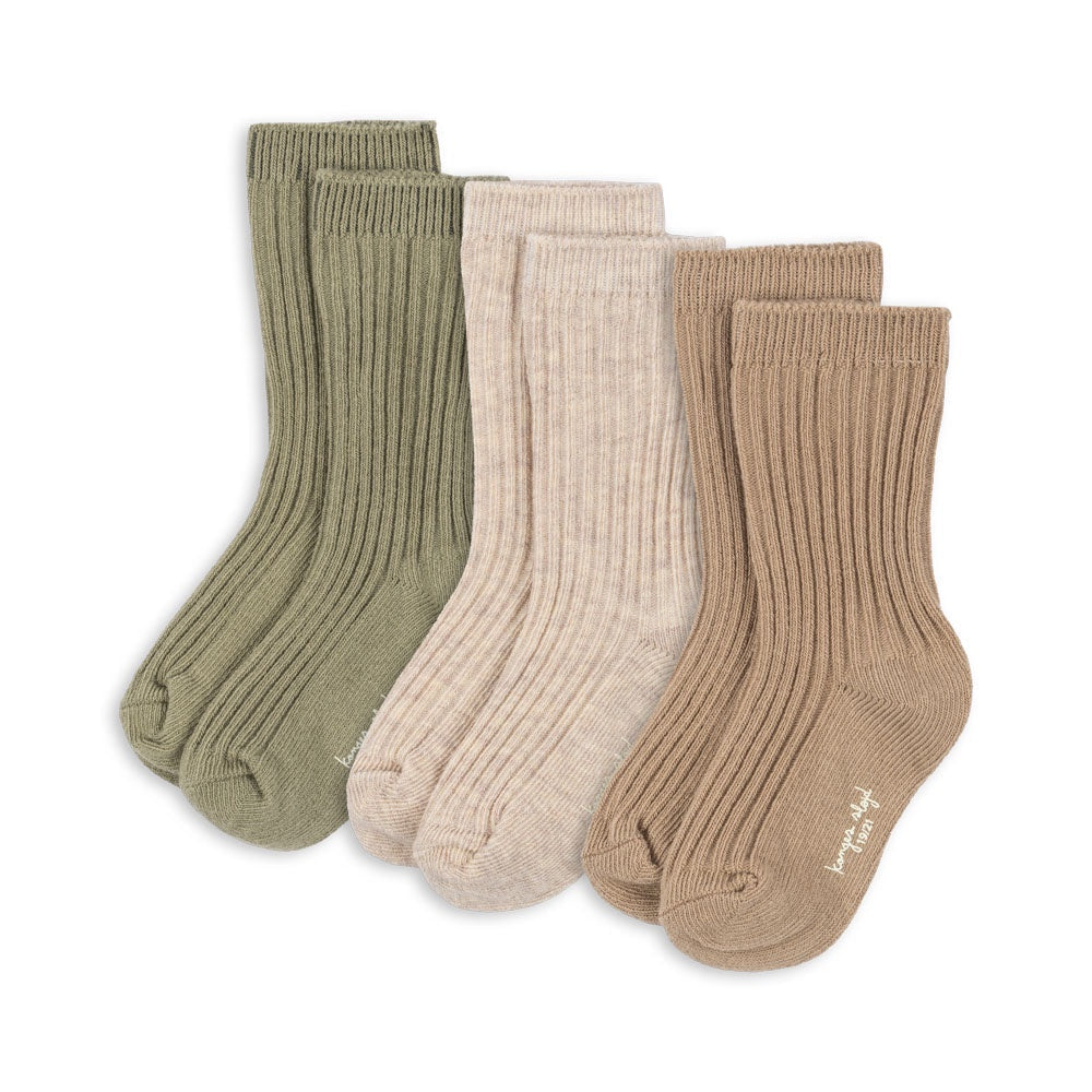 Konges Sløjd Rib Socks 3pc Mix - kids ribbed socks