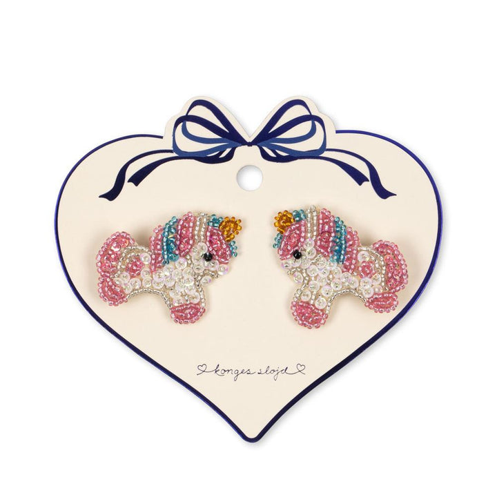 KONGES SLOJD BEADED HAIR CLIP 2PC: UNICORN