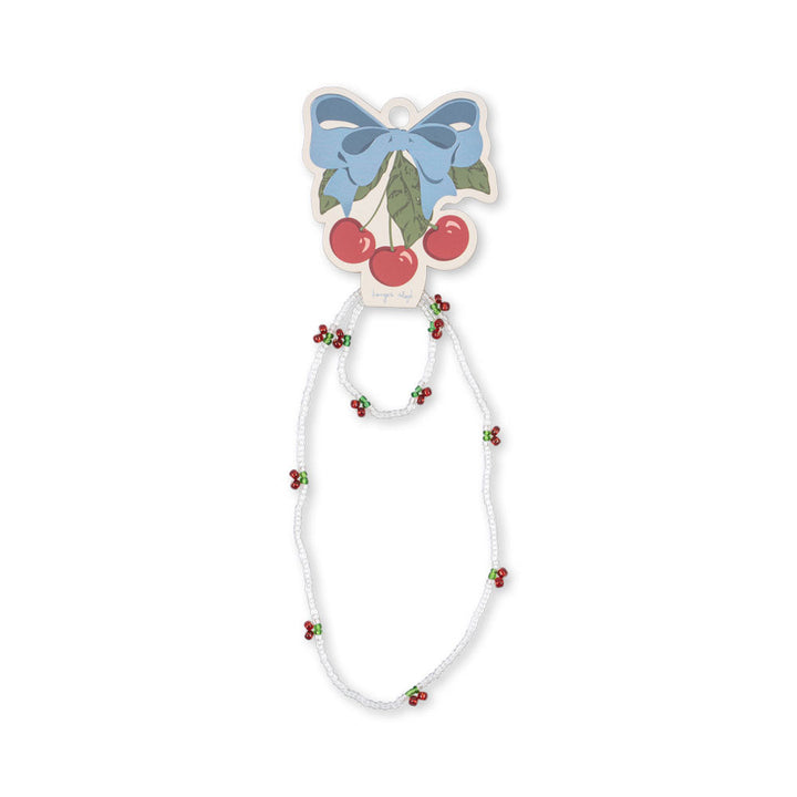 KONGES SLOJD PEARLY CHERRY NECKLACE &amp; BRACELET SET: RED/GLITTER