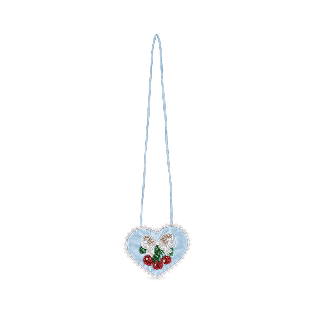 KONGES SLOJD BEADED HEART MINI PURSE: ASHLEY BLUE