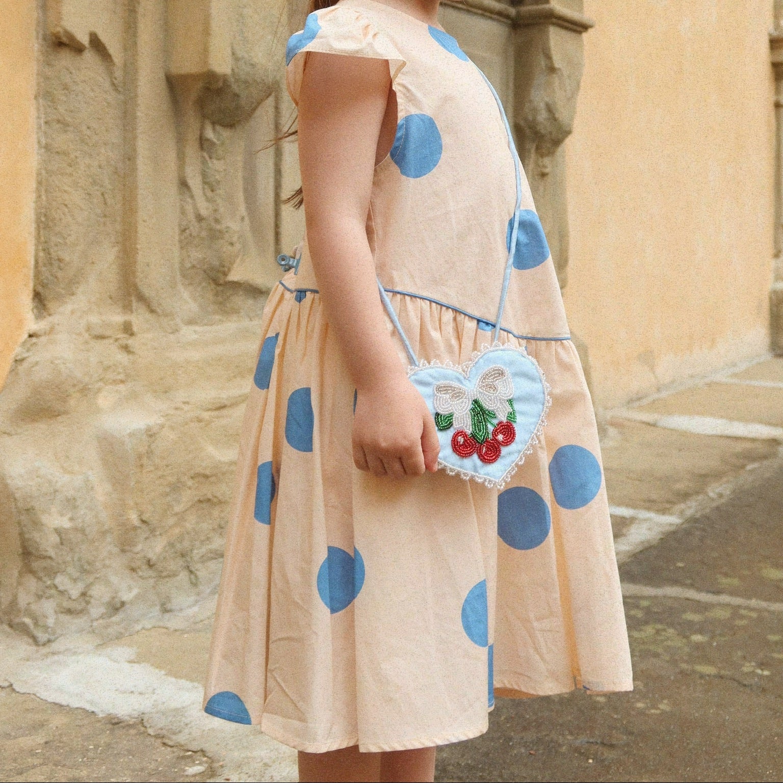 KONGES SLOJD BEADED HEART MINI PURSE: ASHLEY BLUE