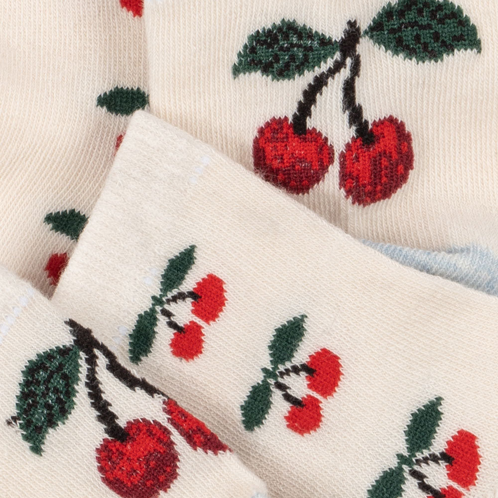 KONGES SLOJD JACQUARD CHERRY SOCKS 2PC: CHERRY MIX
