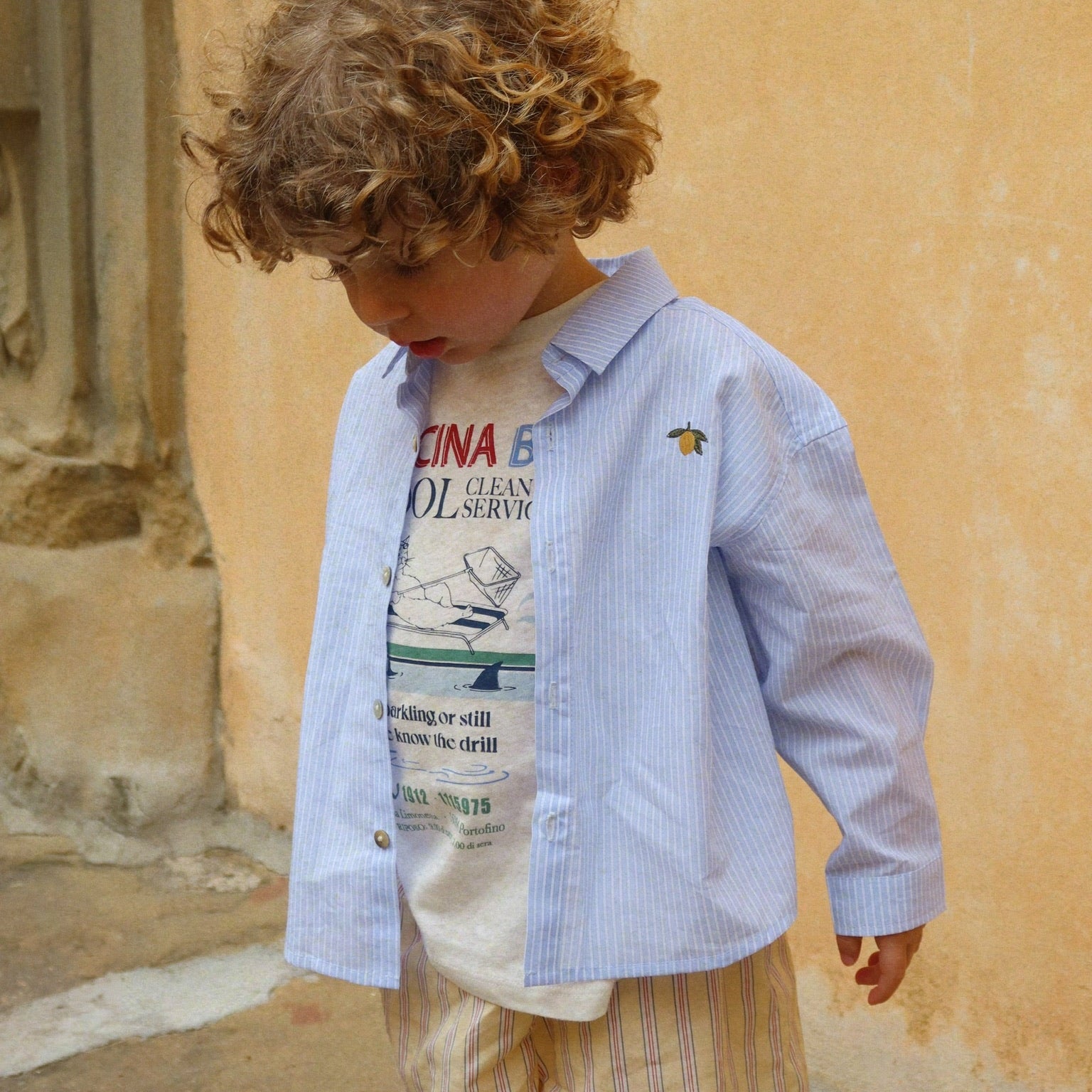 KONGES SLOJD ERA TEE: OFF WHITE / PISCINA