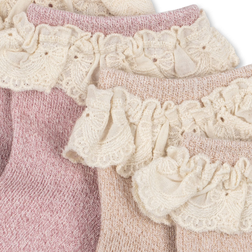 KONGES SLOJD GLITTER FRILL SOCKS 2PC: ROSETTE