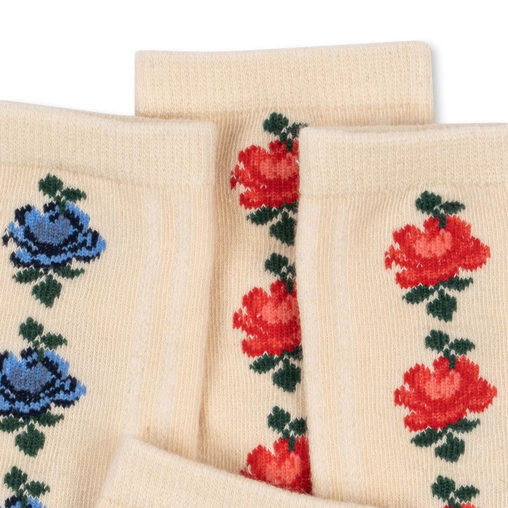 KONGES SLOJD FINE JAQUARD SOCKS 2PC: ROSE MIX