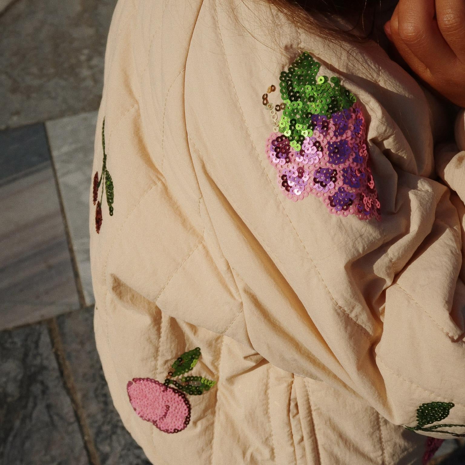 KONGES SLOJD JUNO SEQUIN BOMBER JACKET: FRAPPE