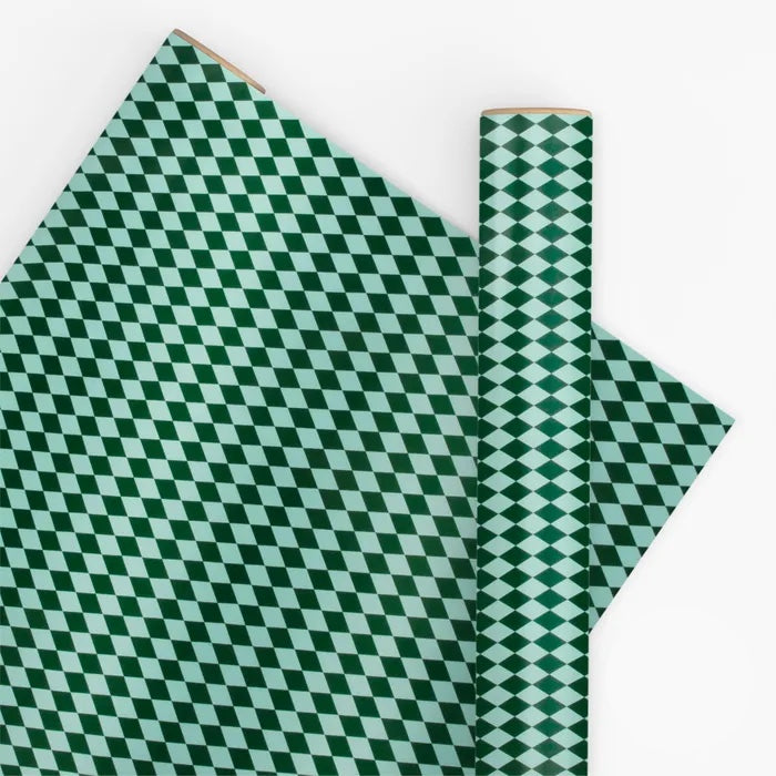 DIAMONDS WRAPPING PAPER: MINT/EVERGREEN/10M