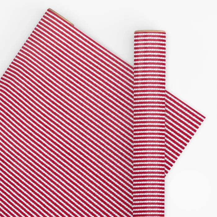 TWINE STRIPE WRAPPING PAPER: SCARLET RED/SNOW BLUE/10M