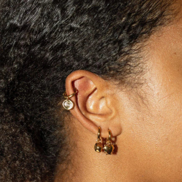 SANDRALEXANDRA MINI MILAGROS HEART GOLD EARRINGS