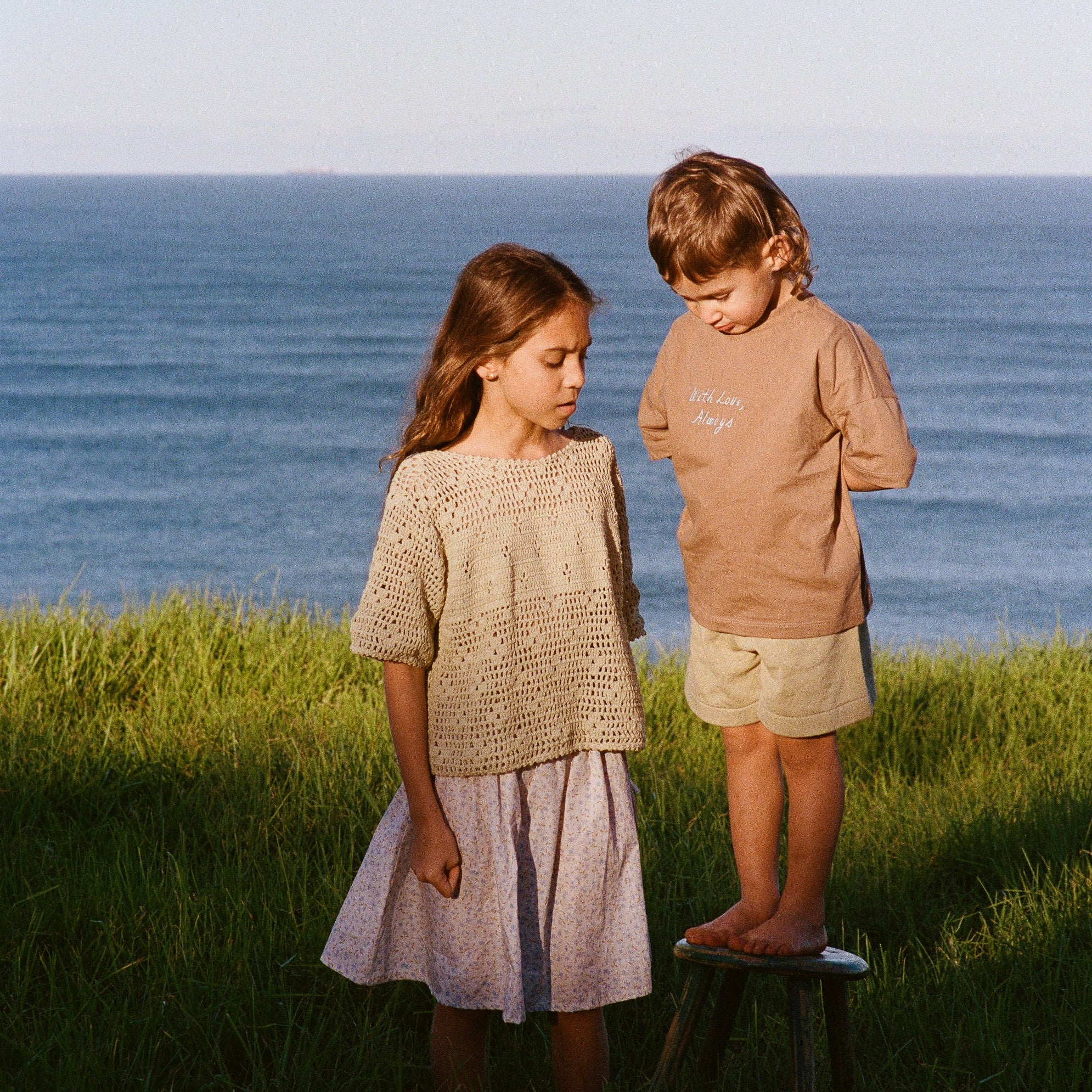 ILLOURA THE LABEL FILET CROCHET CROP: MOSS